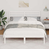Bed Frame with Headboard White 135 x 190 cm Solid Pine Wood 872300