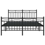 Metal Bed Frame without Mattress with Footboard Black 135x190cm 373708