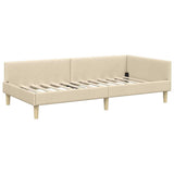 Corner Bed Frame with Headboard Cream 100 x 200 cm Fabric 42016131