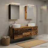 Bathroom Furniture Set 5 pcs Old Wood Engineered Wood and Glass 3406877