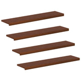 Stair Tread 4 pcs 110 x 30 x 2 cm Dark Brown Solid Oak Wood 3449343