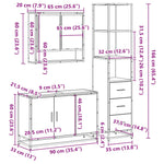 ZNTS 3 Piece Bathroom Furniture Set Grey Sonoma Engineered Wood 3301163