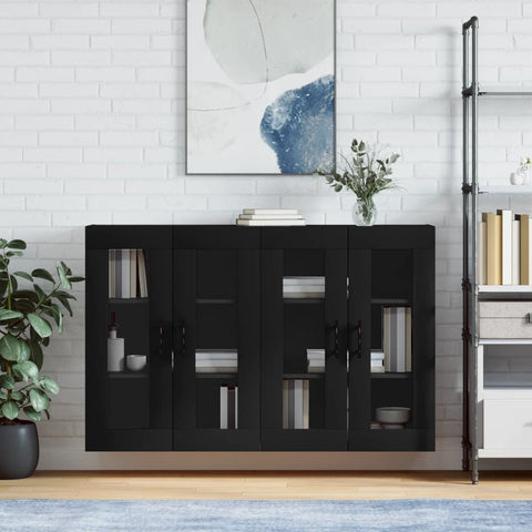 Wall Mounted Cabinets 2 pcs Black Engineered Wood 3197962