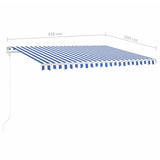 Manual Retractable Awning with Posts 4.5x3 m Blue and White 3069956