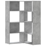 Corner Bookcase 4-Tier Concrete Grey 85x85x140 cm Engineered Wood 3307813