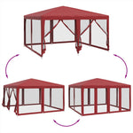 Party Tent with 8 Mesh Sidewalls Red 4x4 m HDPE 4010065
