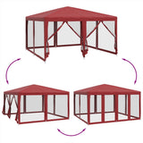 Party Tent with 8 Mesh Sidewalls Red 4x4 m HDPE 4010065