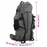 Hiking Backpack Grey 100 L Oxford Fabric 4009975