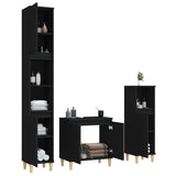 ZNTS 3 Piece Bathroom Furniture Set Black Engineered Wood 3185582