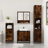 ZNTS 3 Piece Bathroom Furniture Set Smoked Oak Engineered Wood 3301037