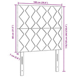 ZNTS LED Headboard Diamond Blocks Design Black 100 cm Velvet 3338510