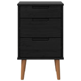 Bedside Cabinet Black 40 x 35 x 65 cm Solid Pine Wood 42020933