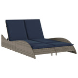 Sun Lounger with Cushions Grey 114x205x73 cm Poly Rattan 368293