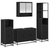 Bathroom Furniture Set 4 pcs Black Oak Engineered Wood 3402341