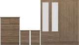 ZNTS Nevada 4 Door 2 Drawer Mirrored Wardrobe Bedroom Set 100-108-042