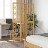 Room Divider 3 Panels Brown Solid Wood Paulownia 358862
