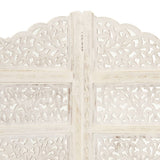 Hand carved 4-Panel Room Divider White 160x165 cm Solid Mango Wood 285327