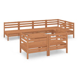 ZNTS 8 Piece Garden Lounge Set Solid Wood Pine Honey Brown 3082922