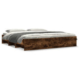 Bed Frame without Mattress Smoked Oak 180x200 cm Super King Engineered Wood 3295636