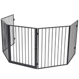 Fireplace Fence for Pets Black Steel 275411