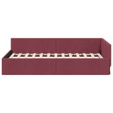 Corner Bed Frame with Headboard Wine Red 100 cm x 200 cm Velvet 42016054