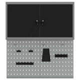 Tool Cabinet Set with Shelf 3 pcs Black Powder-Coated Steel 3321398