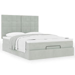 ZNTS Ottoman Bed with Mattresses Light Grey 140x200cm Velvet 3313475