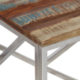 Coffee Table Silver Stainless Steel and Solid Reclaimed Wood 349944