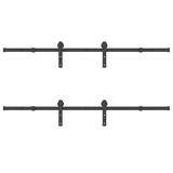 Sliding Door Hardware Kit 366 cm Steel Black 3295777