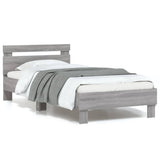 Bed Frame without Mattress with LED Lights Grey Sonoma 90x190 cm Single 838748