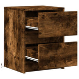 ZNTS Bedside Cabinets with LED Lights 2 pcs Smoked Oak Engineered Wood 852042