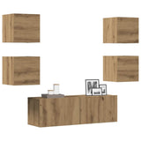 5 Piece TV Cabinet Set Wall-mounted Artisan Oak Engineered Wood 3329146