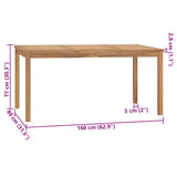 315620 Garden Dining Table 160x80x77 cm Solid Teak Wood