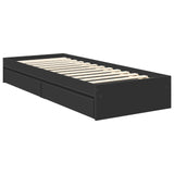 Storage Bed with Headboard Black 75 x 190 cm Engineered Wood 3412736