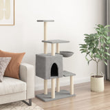 Cat Tree with Sisal Scratching Posts Light Grey 131 cm 172128