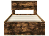 Bed Frame with Headboard Smoked Oak 75 x 190 cm Solid Pine Wood 3410667