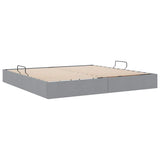 Storage Bed with Mattress Light Grey 200 x 200 cm Fabric 3370034