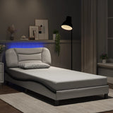 Bed Frame with LED without Mattress "Hvar" White and Black 100x200 cm 3213919