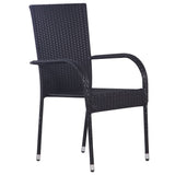 Dining Set Black Solid Acacia Wood Medium Stackable 3067784