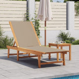 ZNTS Sun Lounger with Table Taupe Solid Wood Acacia and Textilene 4008419