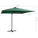 ZNTS Cantilever Garden Parasol with LED lights and Steel Pole 250x250 cm Green 46993