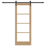 Sliding Door Natural and Black 78 x 202 cm 3332383