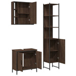 ZNTS 3 Piece Bathroom Cabinet Set Brown Oak Engineered Wood 3214744