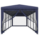 Party Tent with 10 Mesh Sidewalls Blue 3x12 m HDPE 319247