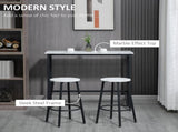 Three-Piece Marble-Effect Bar Table Set - White/Black T3398P329533