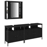 Bathroom Vanity Units with Shelf 3 pcs Black Engineered wood 3334399