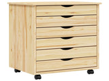 Rolling Cabinet with Drawers MOSS Clear Varnish Solid Pine wood 42032401