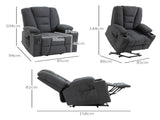 Electric Riser Recliner Armchair Oversized Chair with Cup Holder & Side Pockets for Elderly in T3398P378879