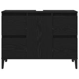 Bathroom Furniture Set with Drawer 3 pcs Black 30 x 30 x 180 cm 3333091
