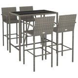 Garden Bar Set Grey PE rattan, powder-coated steel, tempered glass 3187655